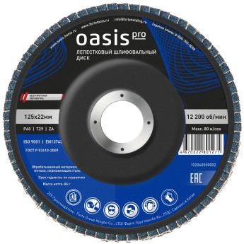 Лепестковый шлифовальный диск 125х22 мм (P60) Oasis Pro 102060500002