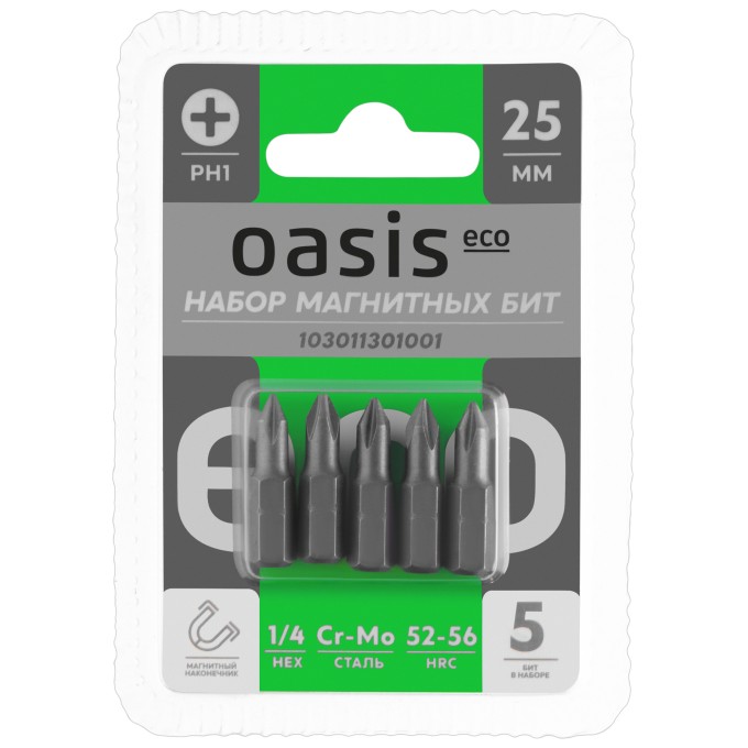 Набор бит магнитных Oasis Eco PH1x25 Cr-Mo 5 шт 103011301001