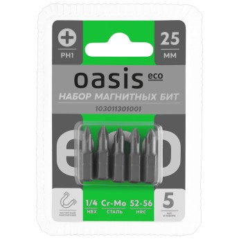 Набор бит магнитных Oasis Eco PH1x25 Cr-Mo 5 шт 103011301001