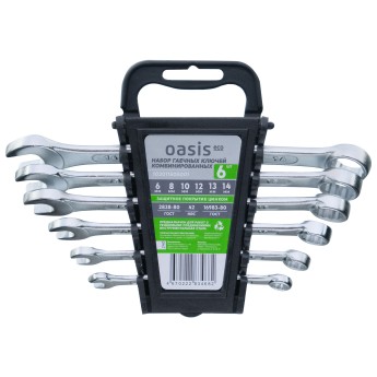 Набор гаечных ключей комбинированных Oasis Eco 6 шт в холдере (белый цинк) 103011505001