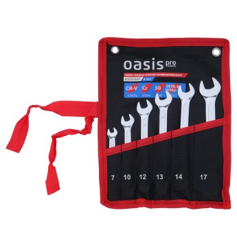 Набор гаечных ключей комбинированных Oasis Pro, 6 шт в сумке (глянцевый хром, с насечками) 103011505017