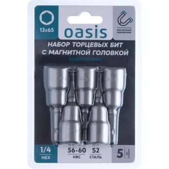 Набор торцевых бит с магнитной головкой Oasis Nut-Driver13x65 S2 5 шт 103011303004