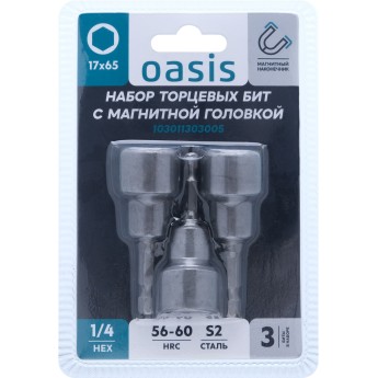 Набор торцевых бит с магнитной головкой Oasis Nut-Driver17x65 S2 3 шт 103011303005