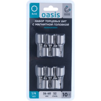 Набор торцевых бит с магнитной головкой Oasis Nut-Driver8x45 S2 10 шт 103011303001