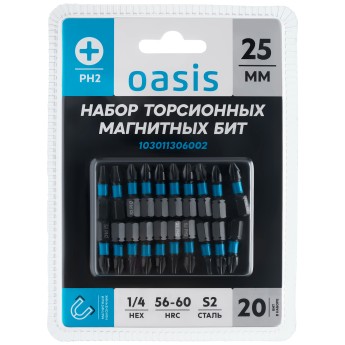 Набор торсионных магнитных бит Oasis PH2x25 S2 20 шт 103011306002